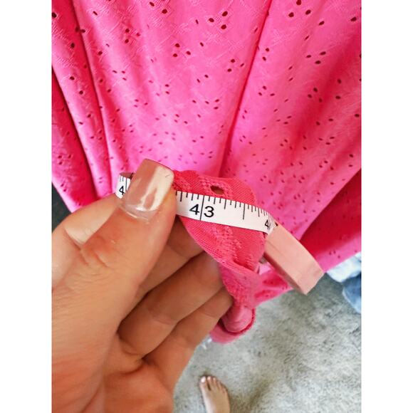 London Times Pink V-Neck Fit & Flare Dress Flowy Smocked Waist 1X Coquette Date - Picture 8 of 8